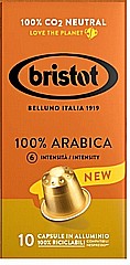 10 קפסולות אלומניום תואם נספרסו Bristot 100% arabica חוזק 6 10 קפסולות אלומניום תואם נספרסו Bristot 100% arabica חוזק 6