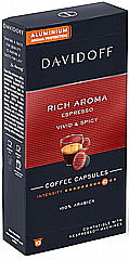 10 אלומיניום תואמות נספרסו DAVIDOFF RICH AROMA 100% arabica חוזק 10/12 10 אלומיניום תואמות נספרסו DAVIDOFF RICH AROMA 100% arabica חוזק 10/12