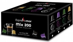 מארז מיקס 200 קפסולות 4 תערובות 4 רמות חוזק espressomor מארז מיקס 200 קפסולות 4 תערובות 4 רמות חוזק espressomor