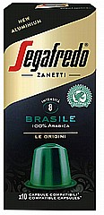 10 קפסולות אלומניום תואמת נספרסו segafredo Brasile 100% Arabica עוצמה 9 10 קפסולות אלומניום תואמת נספרסו segafredo Brasile 100% Arabica עוצמה 9