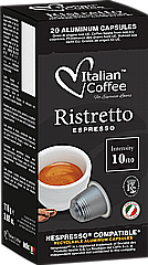 20 קפסולות אלומיניום ITALIAN COFFEE RISTRETTO עוצמה 10 20 קפסולות אלומיניום ITALIAN COFFEE RISTRETTO עוצמה 10